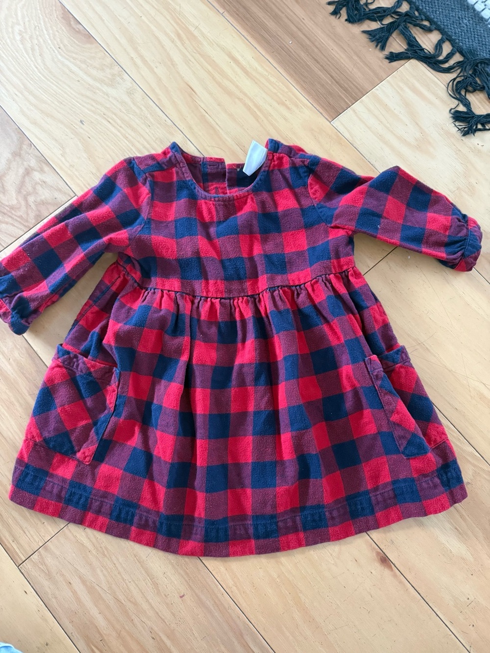 Hanna Andersson Red & Navy Buffalo Plaid Long-Sleeve Dress